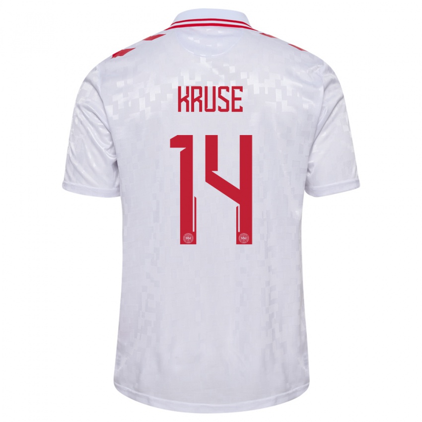 Herren Dänemark David Kruse #14 Weiß Auswärtstrikot Trikot 24-26 T-Shirt Österreich