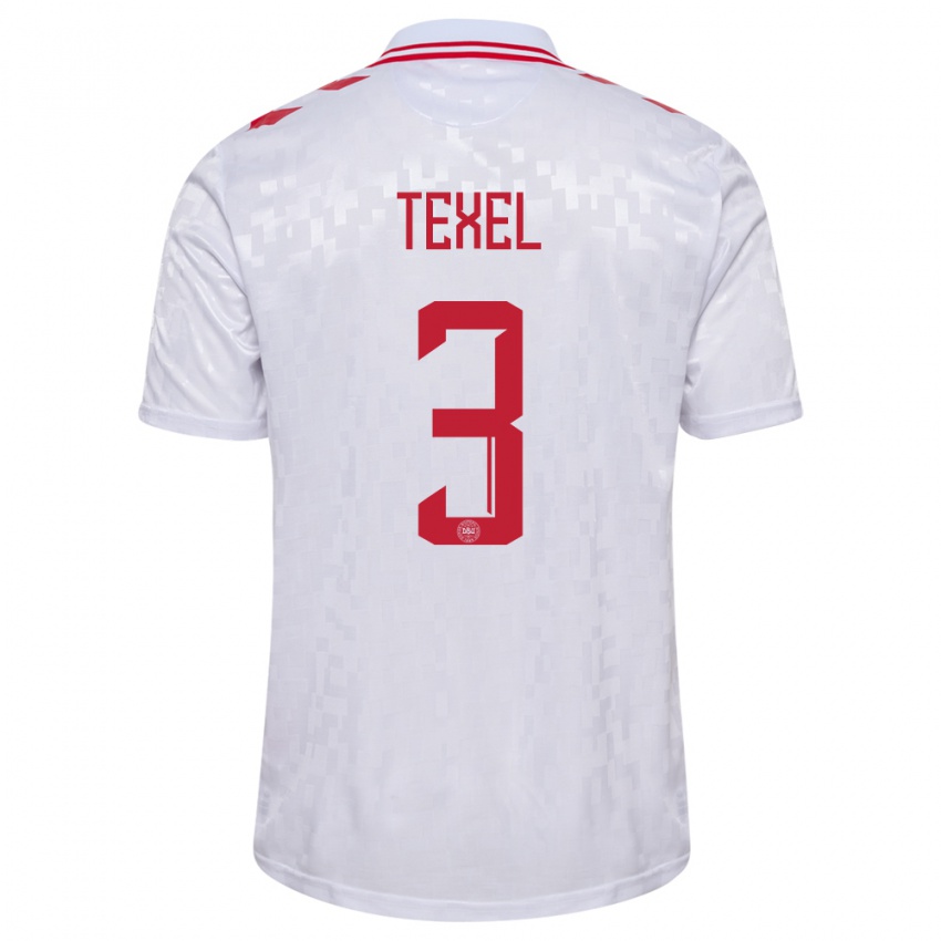 Herren Dänemark Pontus Texel #3 Weiß Auswärtstrikot Trikot 24-26 T-Shirt Österreich