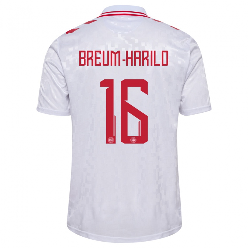 Herren Dänemark Tobias Breum-Harild #16 Weiß Auswärtstrikot Trikot 24-26 T-Shirt Österreich