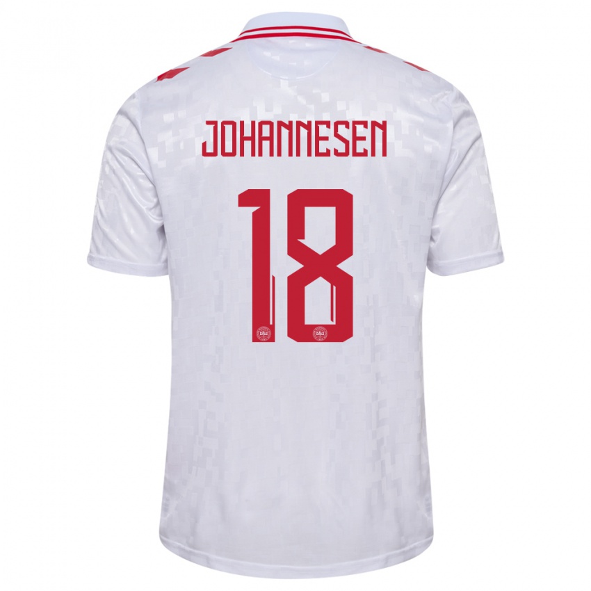 Herren Dänemark Sofus Johannesen #18 Weiß Auswärtstrikot Trikot 24-26 T-Shirt Österreich