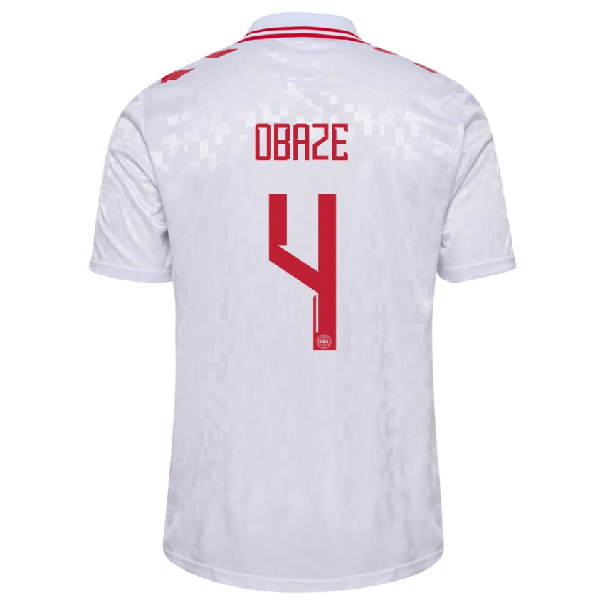 Herren Dänemark Isabella Obaze #4 Weiß Auswärtstrikot Trikot 24-26 T-Shirt Österreich