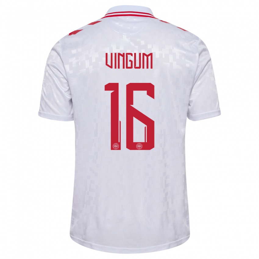 Herren Dänemark Alberte Vingum #16 Weiß Auswärtstrikot Trikot 24-26 T-Shirt Österreich