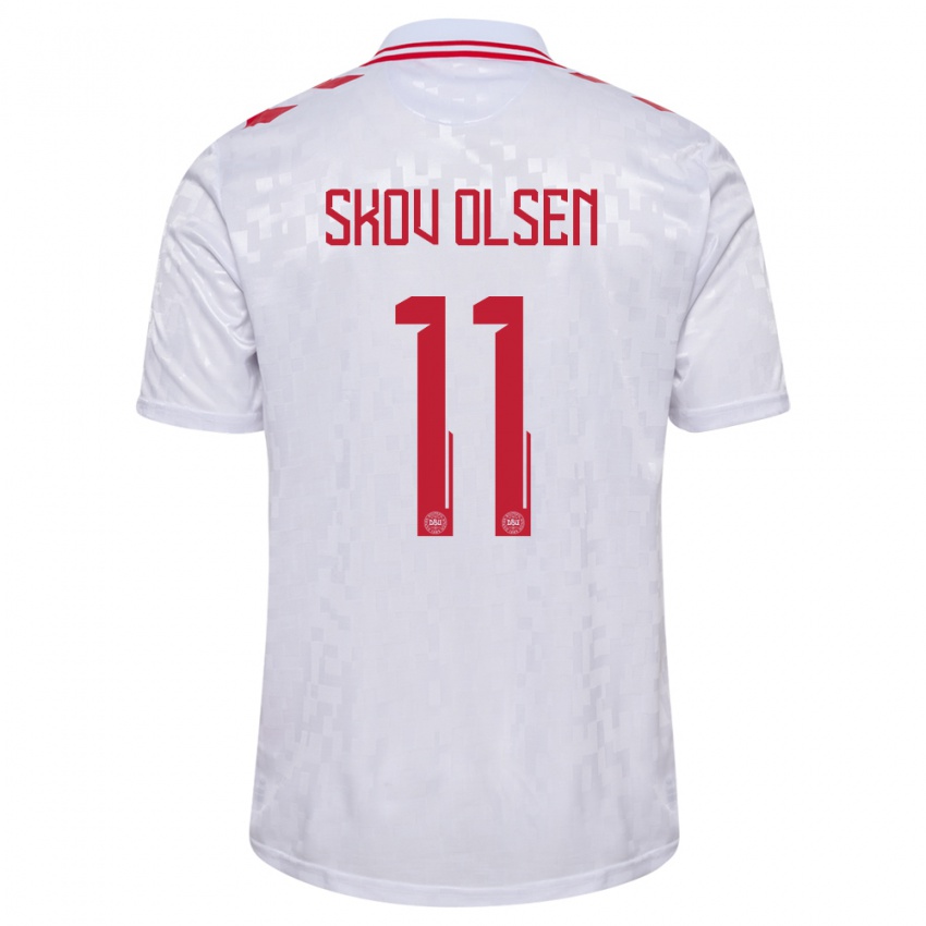 Herren Dänemark Andreas Skov Olsen #11 Weiß Auswärtstrikot Trikot 24-26 T-Shirt Österreich