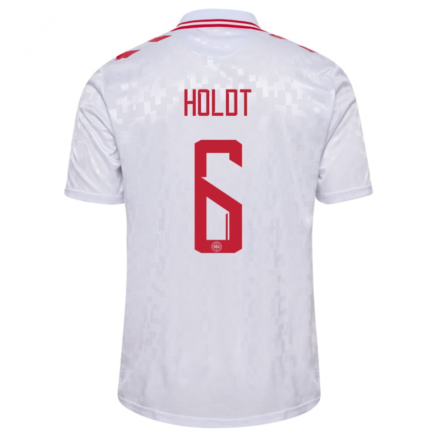 Herren Dänemark Olivia Holdt #6 Weiß Auswärtstrikot Trikot 24-26 T-Shirt Österreich