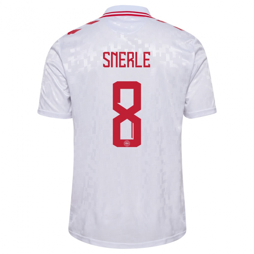 Herren Dänemark Emma Snerle #8 Weiß Auswärtstrikot Trikot 24-26 T-Shirt Österreich