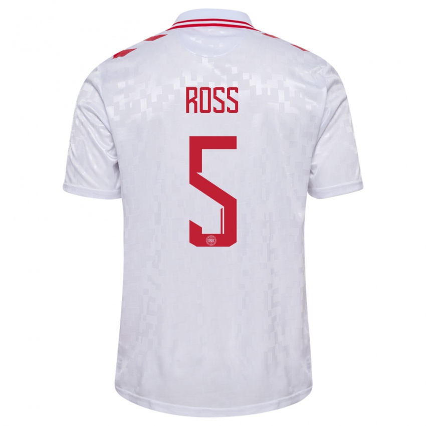 Herren Dänemark Mathias Ross #5 Weiß Auswärtstrikot Trikot 24-26 T-Shirt Österreich