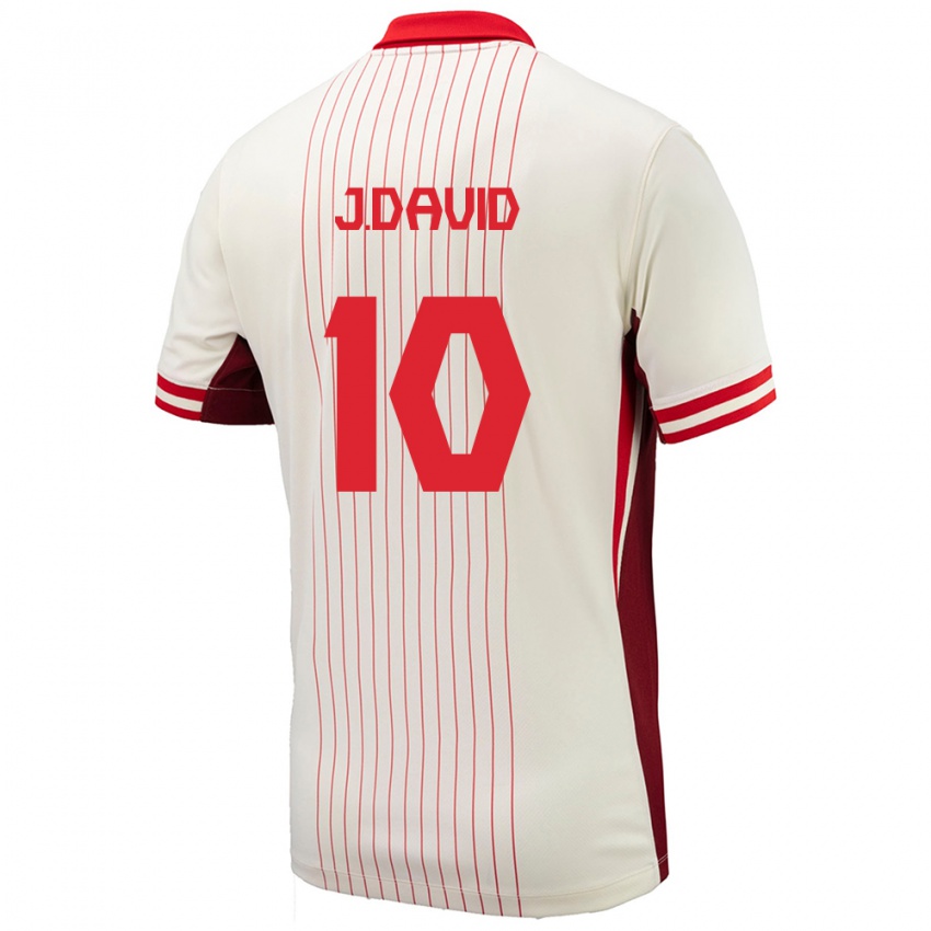 Herren Kanada Jonathan David #10 Weiß Auswärtstrikot Trikot 24-26 T-Shirt Österreich