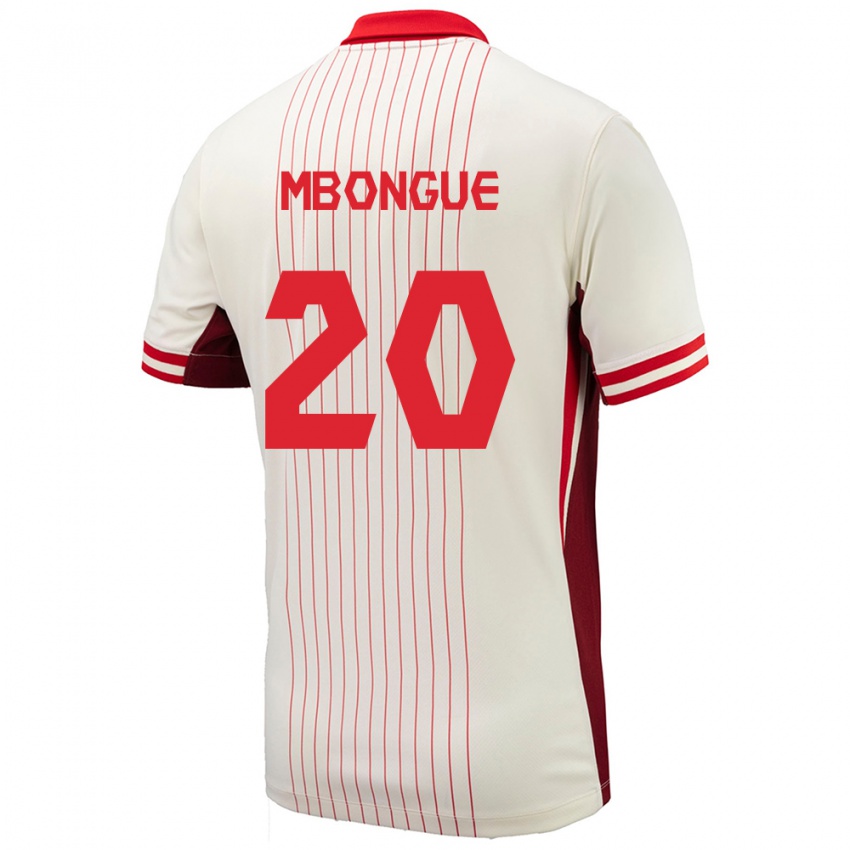 Herren Kanada Hugo Mbongue #20 Weiß Auswärtstrikot Trikot 24-26 T-Shirt Österreich