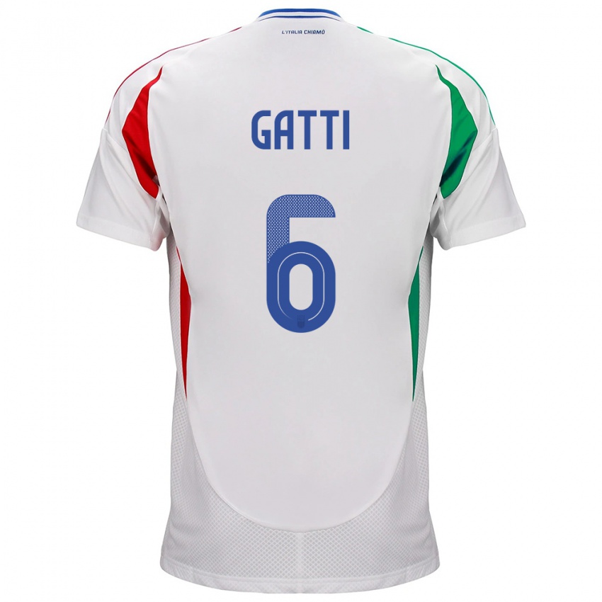 Herren Italien Federico Gatti #6 Weiß Auswärtstrikot Trikot 24-26 T-Shirt Österreich