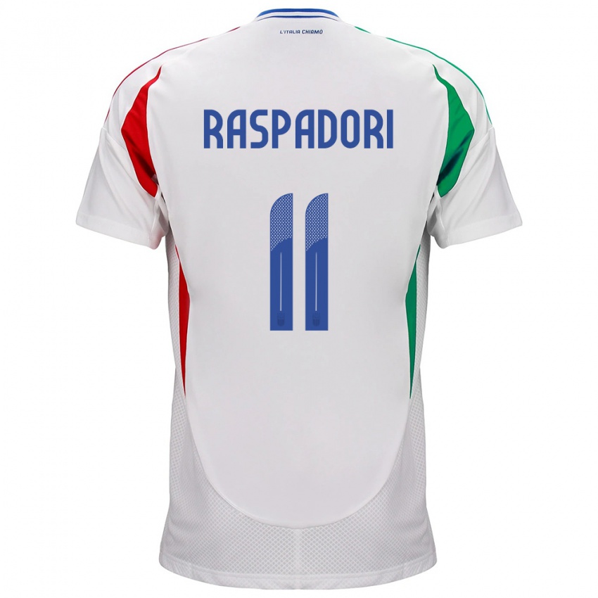 Herren Italien Giacomo Raspadori #11 Weiß Auswärtstrikot Trikot 24-26 T-Shirt Österreich