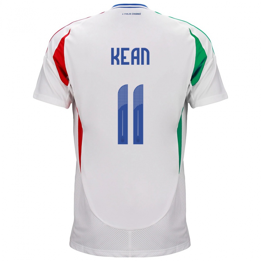 Herren Italien Moise Kean #11 Weiß Auswärtstrikot Trikot 24-26 T-Shirt Österreich