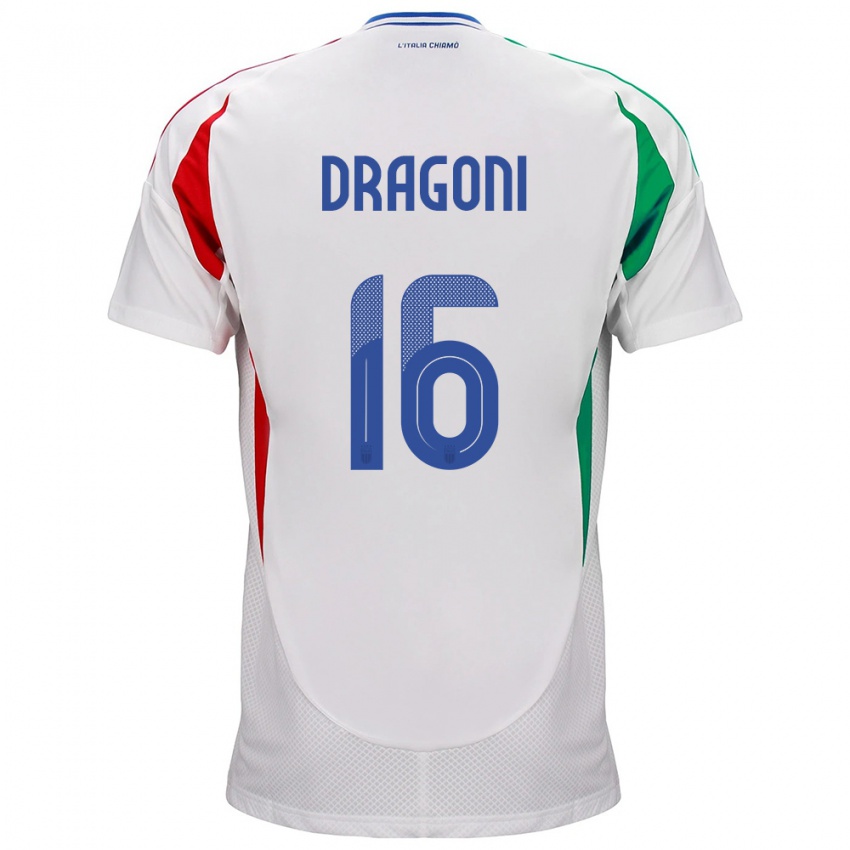 Herren Italien Giulia Dragoni #16 Weiß Auswärtstrikot Trikot 24-26 T-Shirt Österreich
