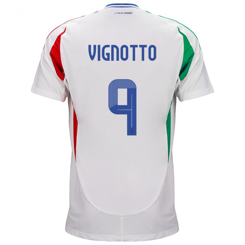 Herren Italien Elisabetta Vignotto #9 Weiß Auswärtstrikot Trikot 24-26 T-Shirt Österreich