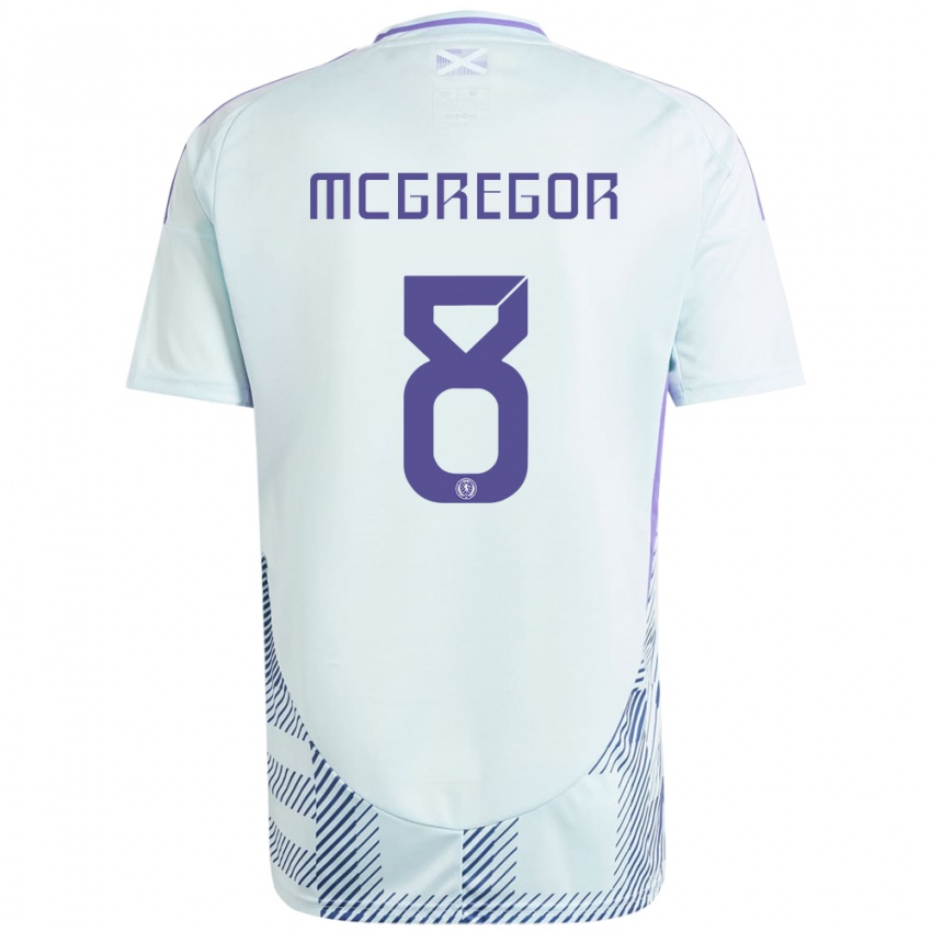 Herren Schottland Callum Mcgregor #8 Helles Mintblau Auswärtstrikot Trikot 24-26 T-Shirt Österreich