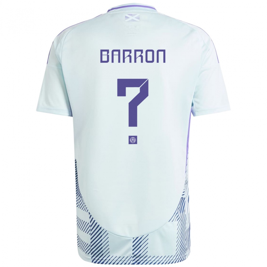 Herren Schottland Connor Barron #0 Helles Mintblau Auswärtstrikot Trikot 24-26 T-Shirt Österreich