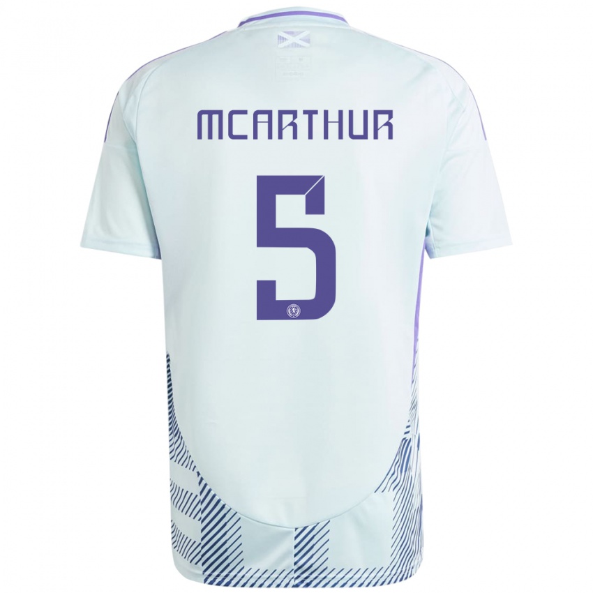 Herren Schottland Charlie Mcarthur #5 Helles Mintblau Auswärtstrikot Trikot 24-26 T-Shirt Österreich