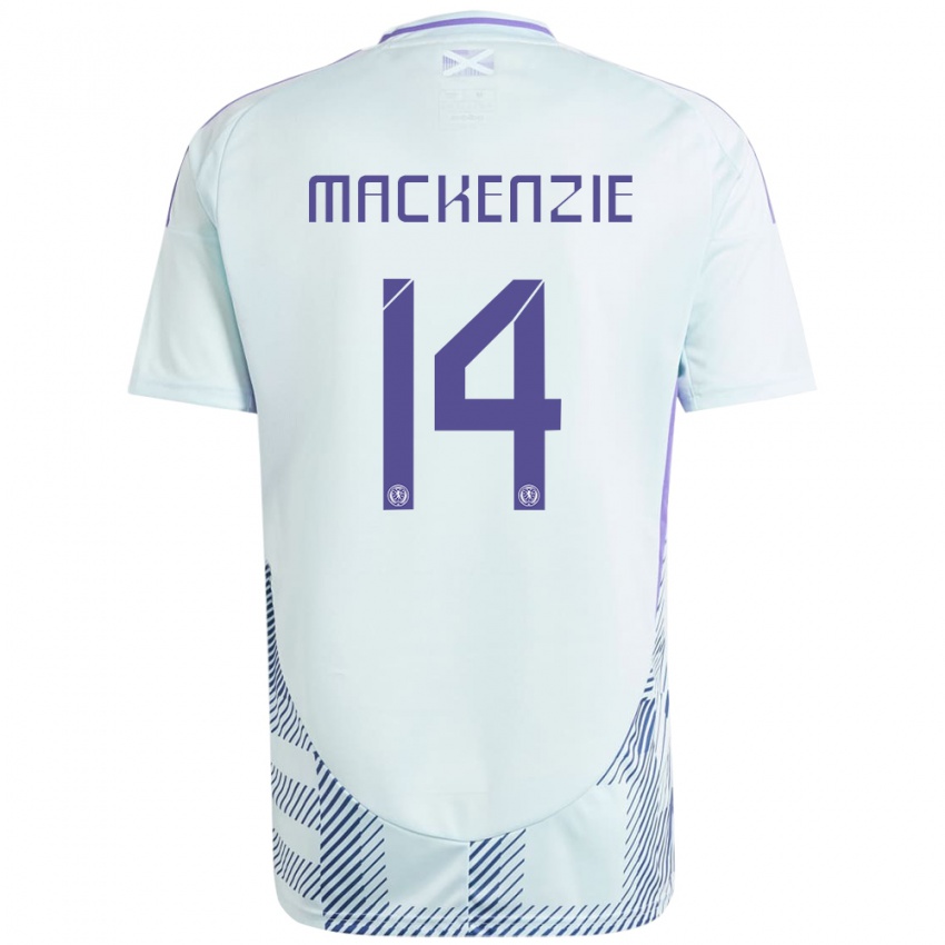 Herren Schottland Magnus Mackenzie #14 Helles Mintblau Auswärtstrikot Trikot 24-26 T-Shirt Österreich