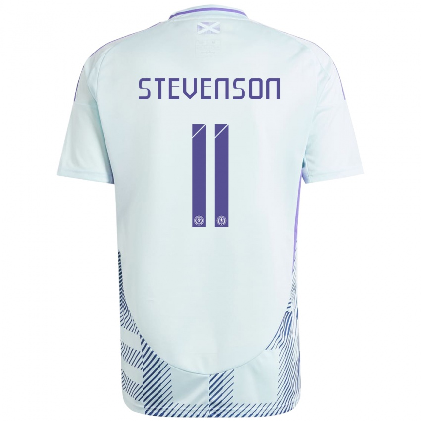 Herren Schottland Gus Stevenson #11 Helles Mintblau Auswärtstrikot Trikot 24-26 T-Shirt Österreich