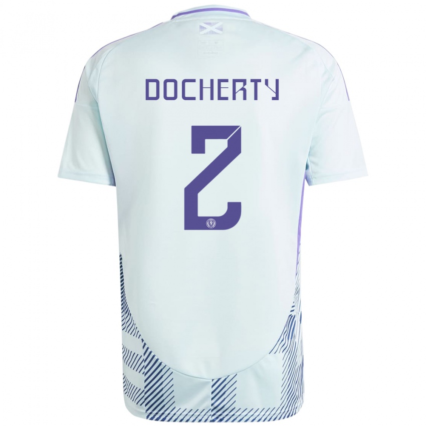 Herren Schottland Nicola Docherty #2 Helles Mintblau Auswärtstrikot Trikot 24-26 T-Shirt Österreich