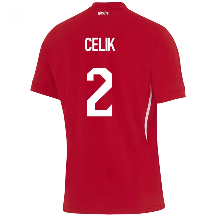 Herren Türkei Zeki Çelik #2 Rot Auswärtstrikot Trikot 24-26 T-Shirt Österreich