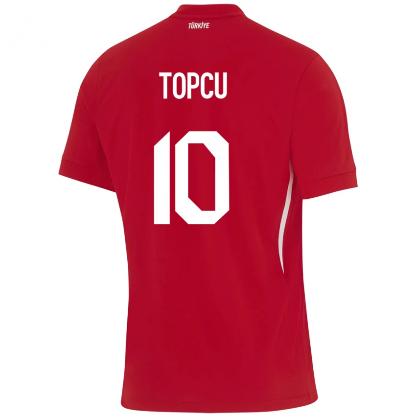 Herren Türkei Ebru Topçu #10 Rot Auswärtstrikot Trikot 24-26 T-Shirt Österreich