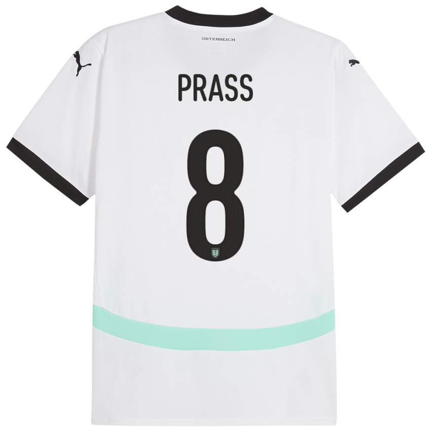 Herren Österreich Alexander Prass #8 Weiß Auswärtstrikot Trikot 24-26 T-Shirt Österreich