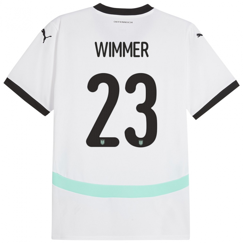 Herren Österreich Patrick Wimmer #23 Weiß Auswärtstrikot Trikot 24-26 T-Shirt Österreich