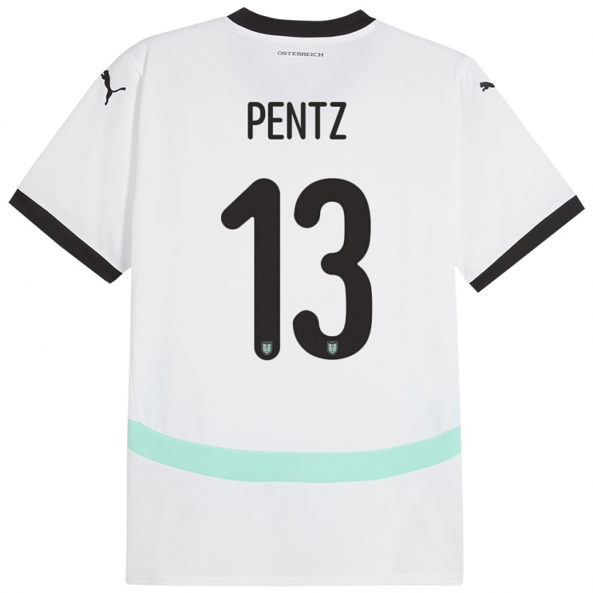 Herren Österreich Patrick Pentz #13 Weiß Auswärtstrikot Trikot 24-26 T-Shirt Österreich