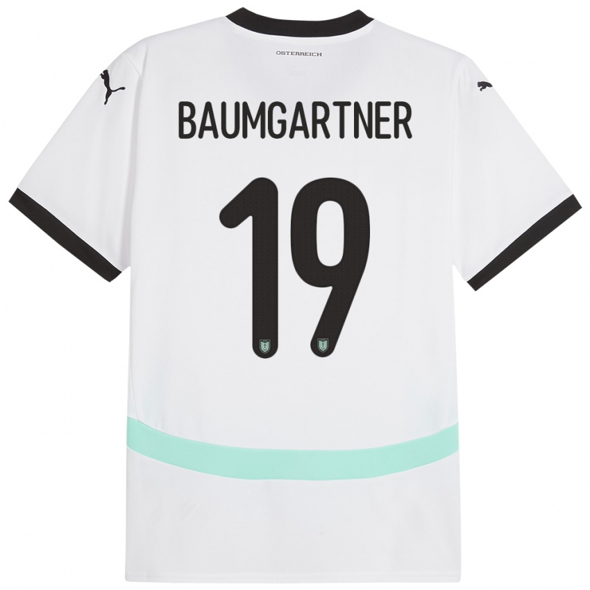 Herren Österreich Christoph Baumgartner #19 Weiß Auswärtstrikot Trikot 24-26 T-Shirt Österreich
