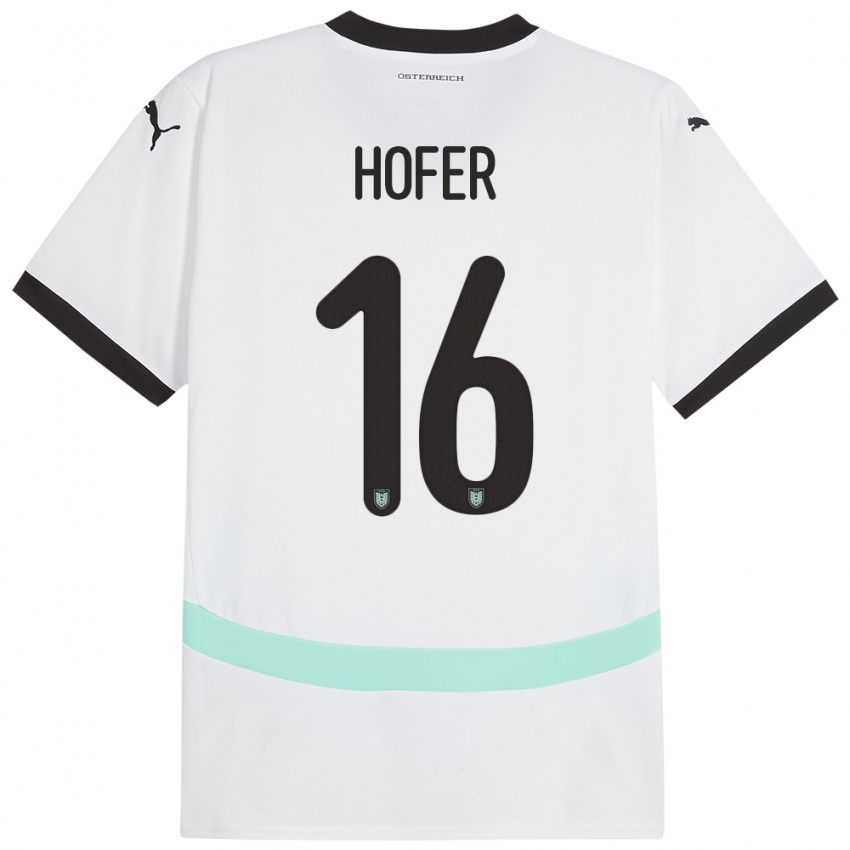 Herren Österreich Raphael Hofer #16 Weiß Auswärtstrikot Trikot 24-26 T-Shirt Österreich