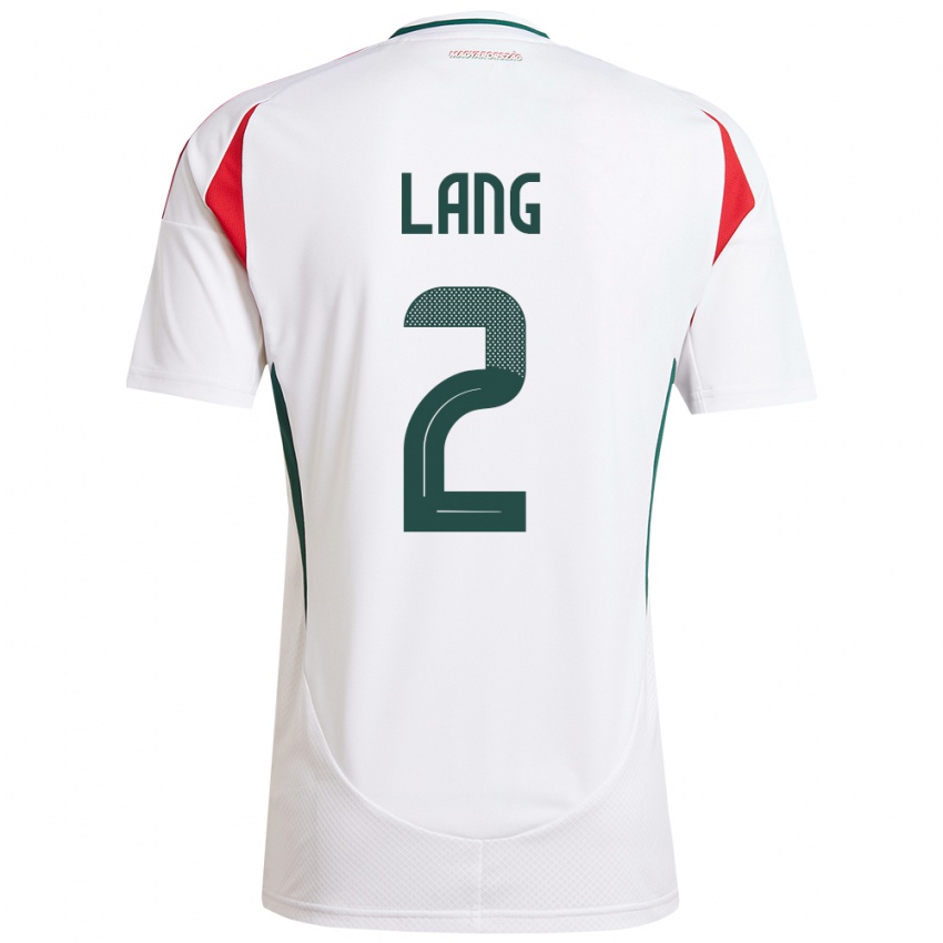 Herren Ungarn Ádám Lang #2 Weiß Auswärtstrikot Trikot 24-26 T-Shirt Österreich