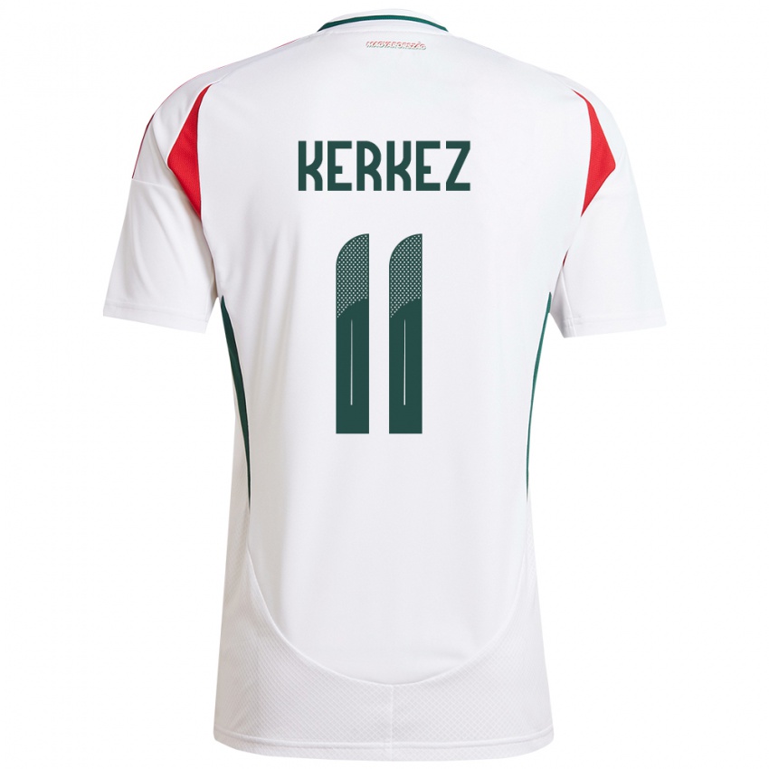 Herren Ungarn Milos Kerkez #11 Weiß Auswärtstrikot Trikot 24-26 T-Shirt Österreich