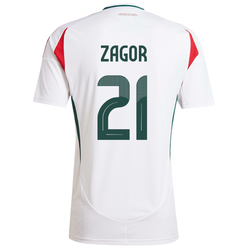Herren Ungarn Bernadett Zágor #21 Weiß Auswärtstrikot Trikot 24-26 T-Shirt Österreich