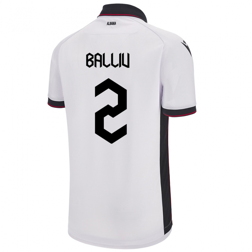 Herren Albanien Iván Balliu #2 Weiß Auswärtstrikot Trikot 24-26 T-Shirt Österreich