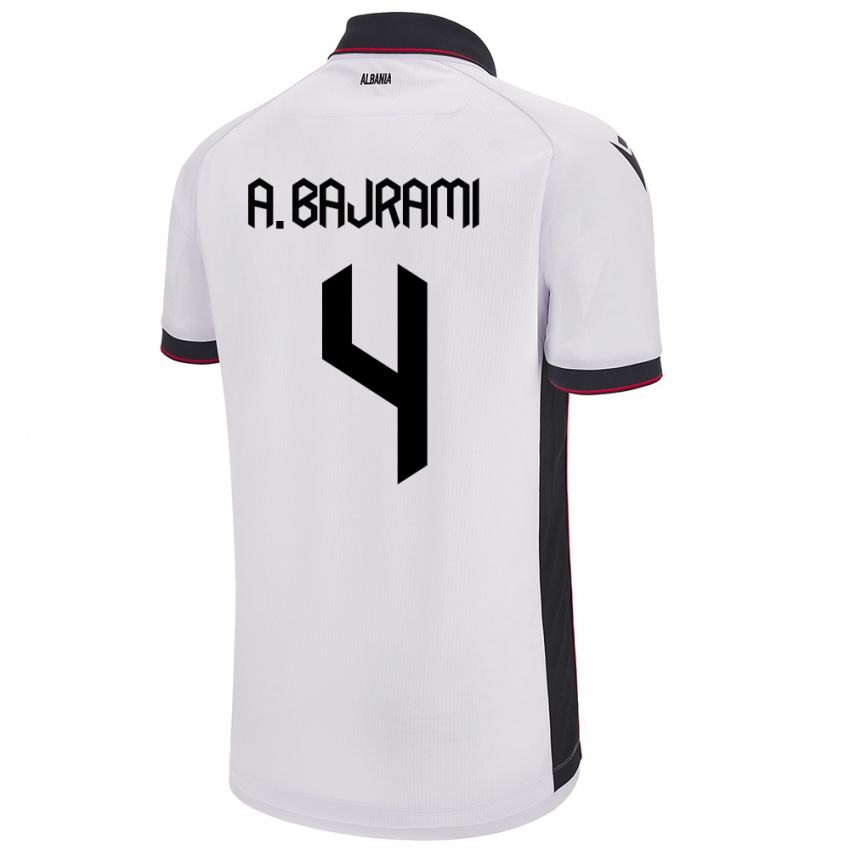 Herren Albanien Adrian Bajrami #4 Weiß Auswärtstrikot Trikot 24-26 T-Shirt Österreich