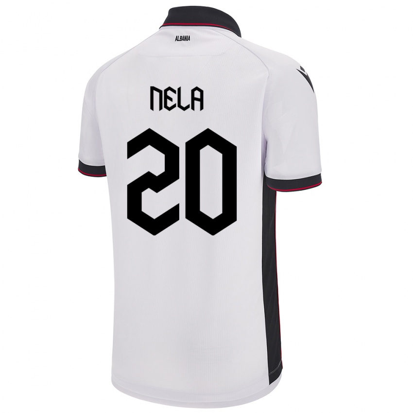 Herren Albanien Rinaldo Nela #20 Weiß Auswärtstrikot Trikot 24-26 T-Shirt Österreich