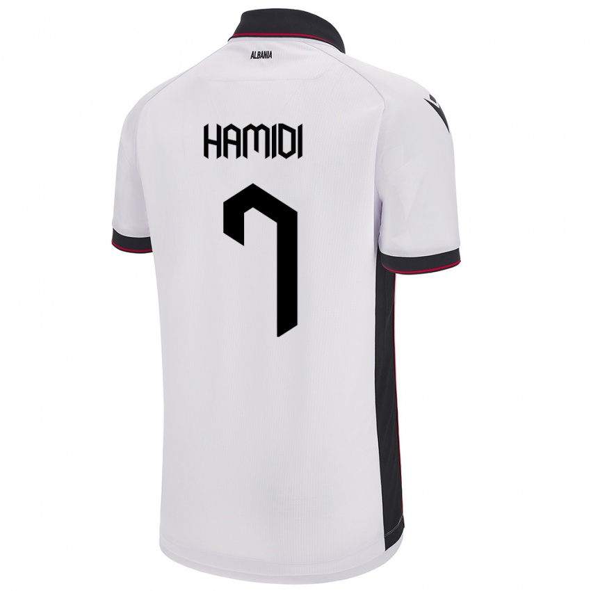 Herren Albanien Mimoza Hamidi #7 Weiß Auswärtstrikot Trikot 24-26 T-Shirt Österreich