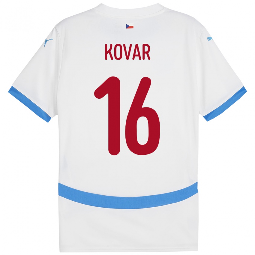 Herren Tschechien Matej Kovar #16 Weiß Auswärtstrikot Trikot 24-26 T-Shirt Österreich