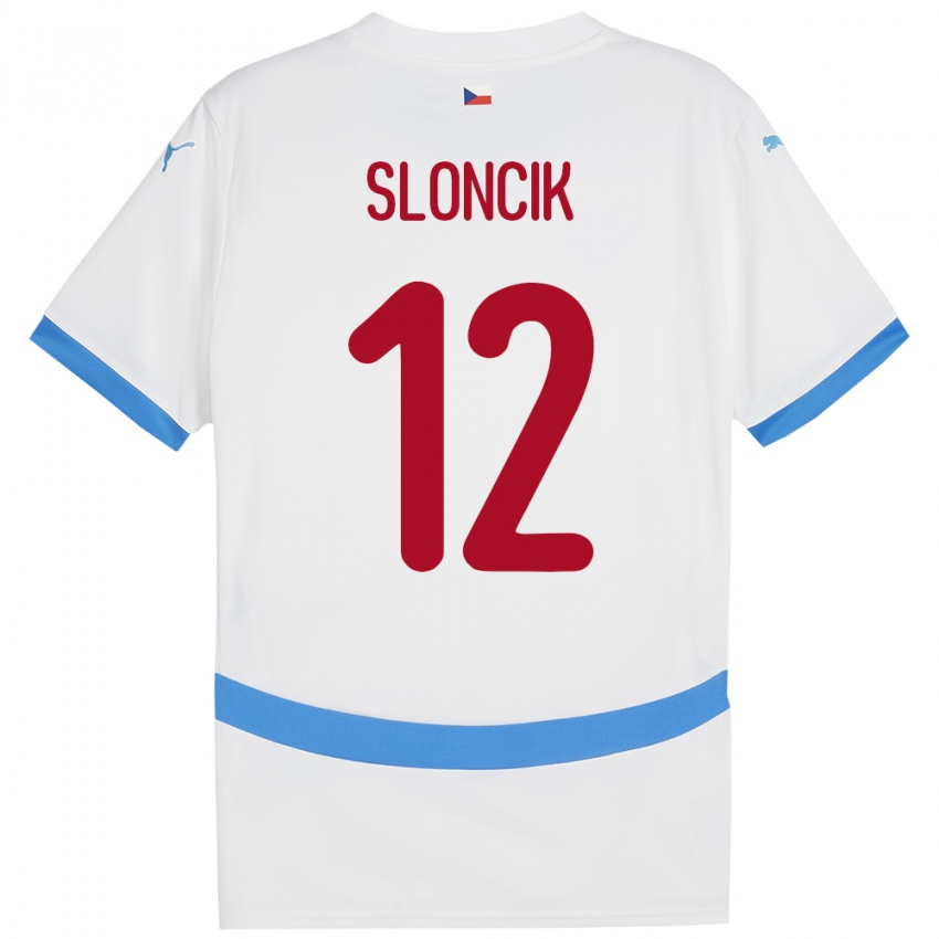Herren Tschechien Tom Sloncik #12 Weiß Auswärtstrikot Trikot 24-26 T-Shirt Österreich