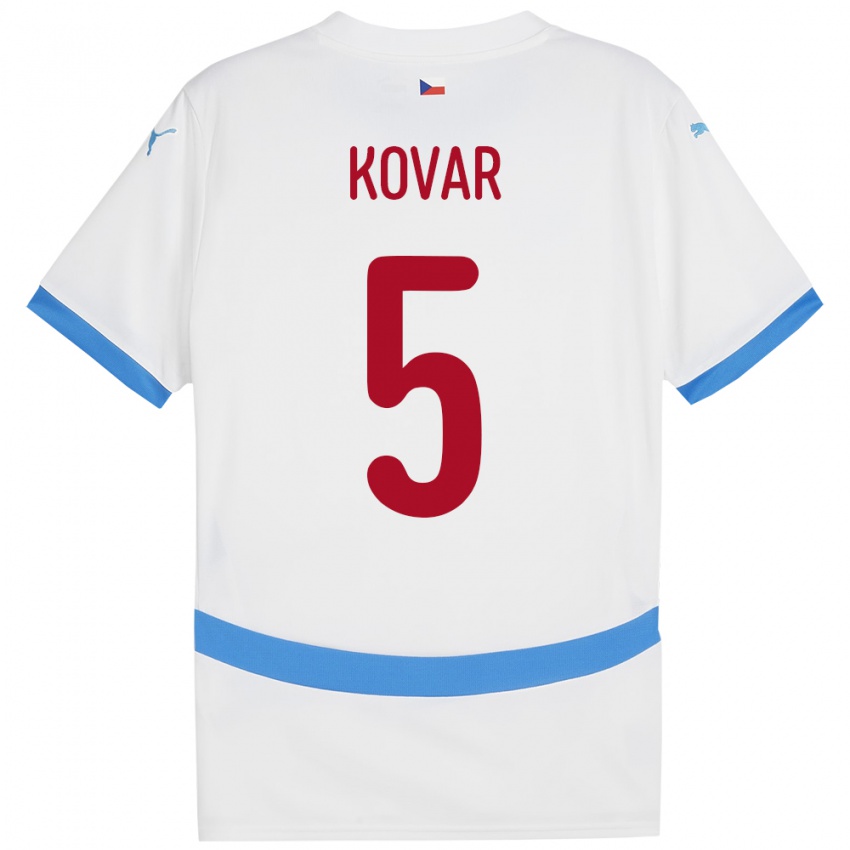 Herren Tschechien Martin Kovar #5 Weiß Auswärtstrikot Trikot 24-26 T-Shirt Österreich