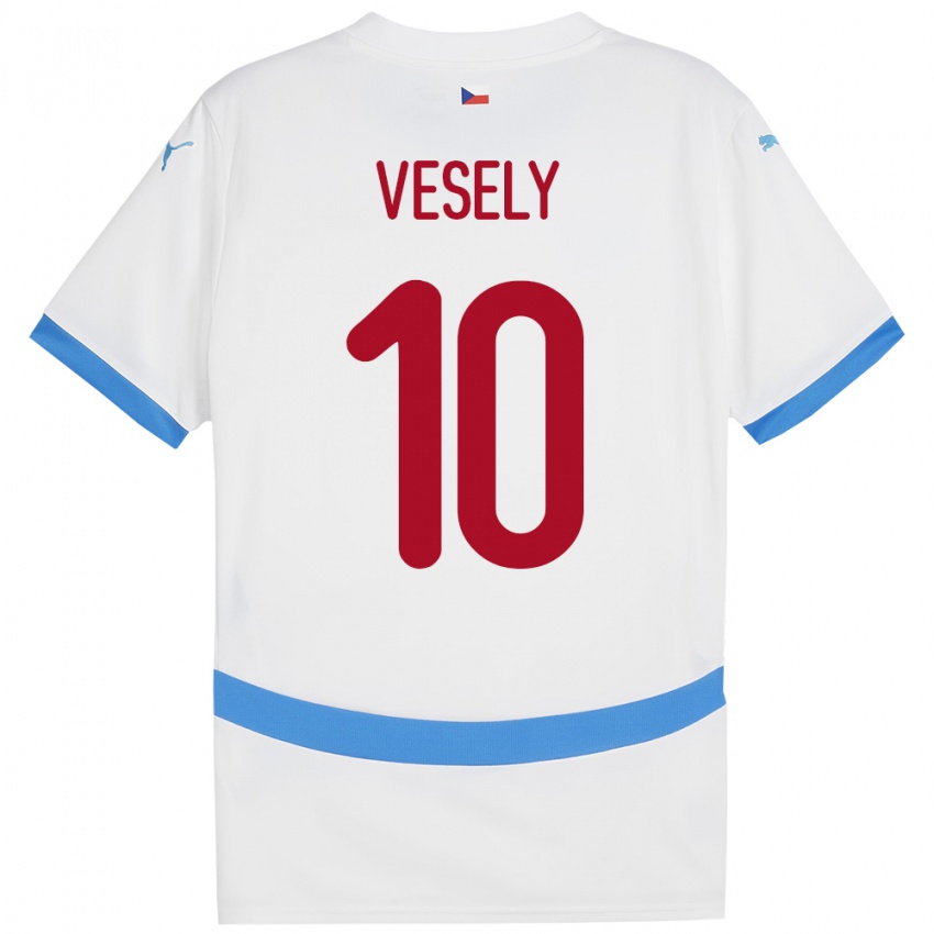 Herren Tschechien David Vesely #10 Weiß Auswärtstrikot Trikot 24-26 T-Shirt Österreich