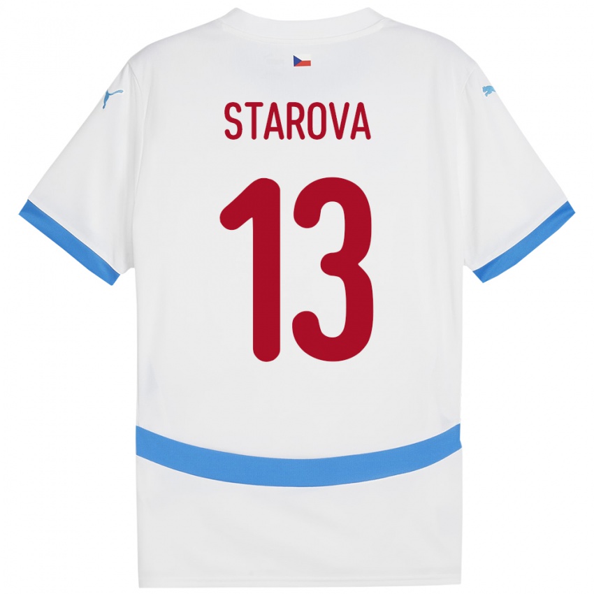 Herren Tschechien Antonie Stárová #13 Weiß Auswärtstrikot Trikot 24-26 T-Shirt Österreich