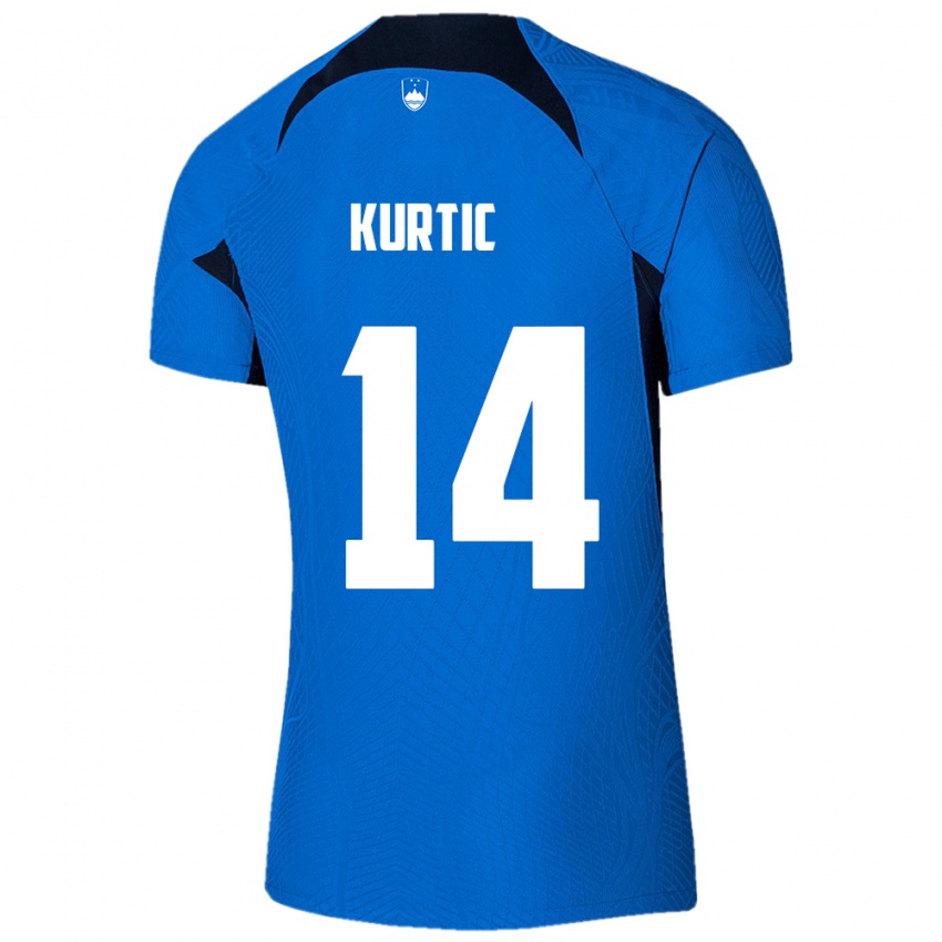 Herren Slowenien Jasmin Kurtic #14 Blau Auswärtstrikot Trikot 24-26 T-Shirt Österreich