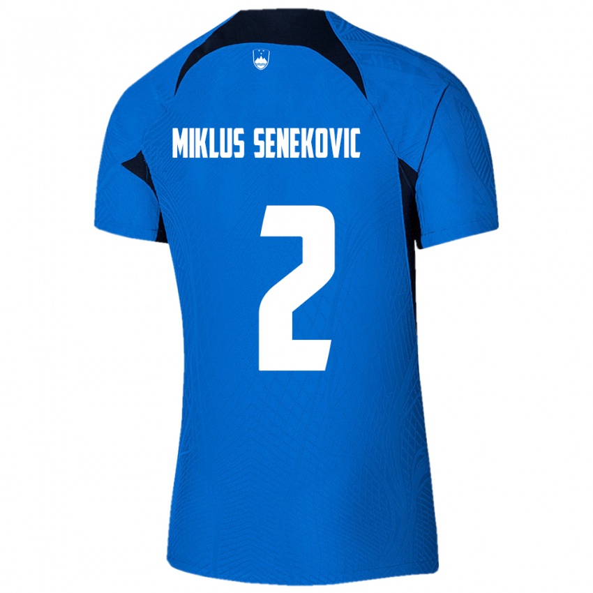 Herren Slowenien Gal Miklus Senekovic #2 Blau Auswärtstrikot Trikot 24-26 T-Shirt Österreich