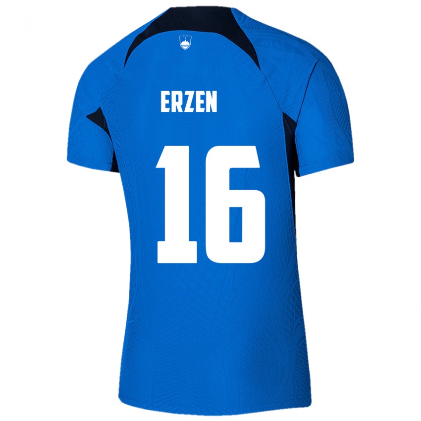 Herren Slowenien Kaja Eržen #16 Blau Auswärtstrikot Trikot 24-26 T-Shirt Österreich