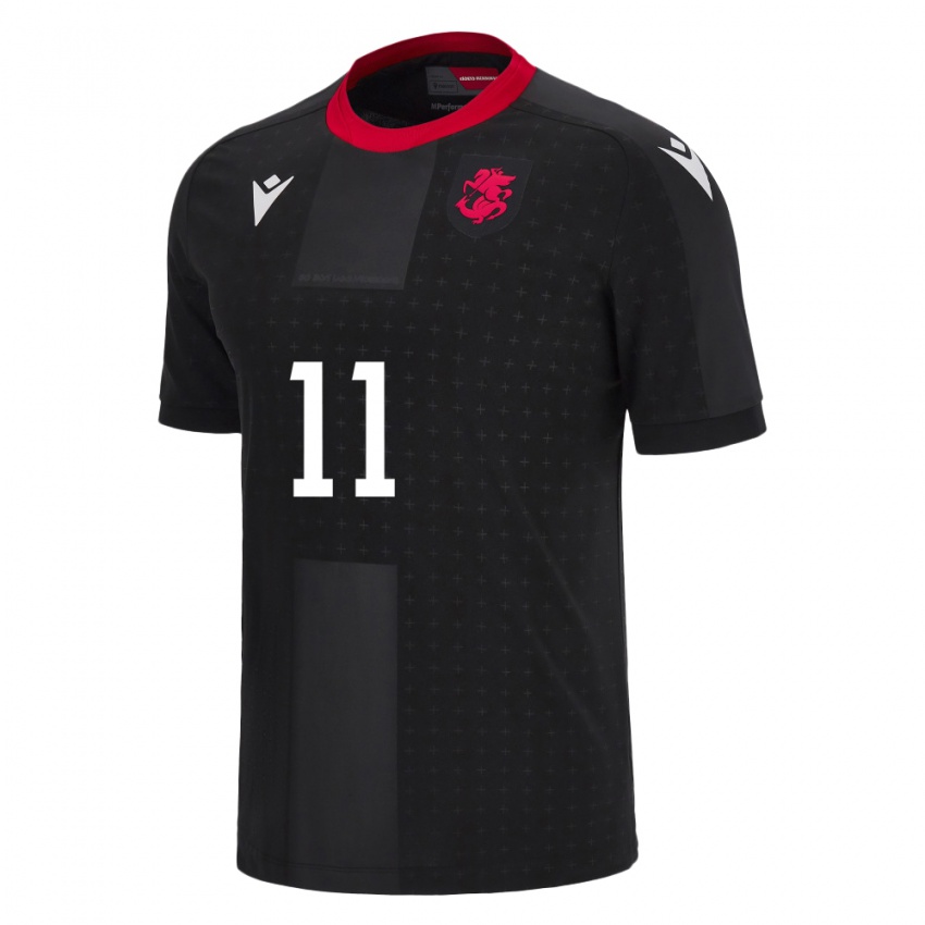 Herren Georgien Giorgi Kvilitaia #11 Schwarz Auswärtstrikot Trikot 24-26 T-Shirt Österreich