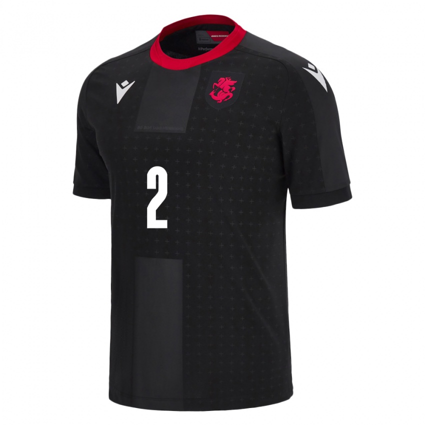 Herren Georgien Gela Sadghobelashvili #2 Schwarz Auswärtstrikot Trikot 24-26 T-Shirt Österreich