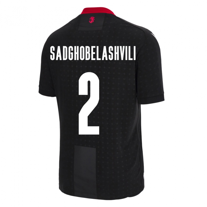 Herren Georgien Gela Sadghobelashvili #2 Schwarz Auswärtstrikot Trikot 24-26 T-Shirt Österreich