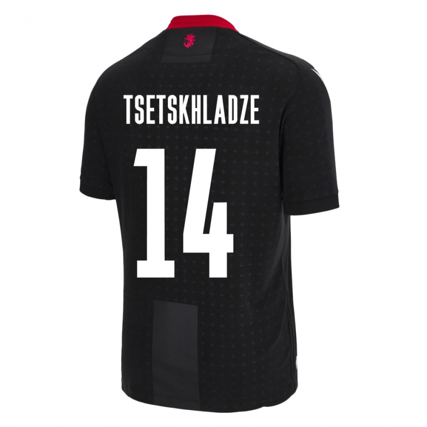 Herren Georgien Nikoloz Tsetskhladze #14 Schwarz Auswärtstrikot Trikot 24-26 T-Shirt Österreich