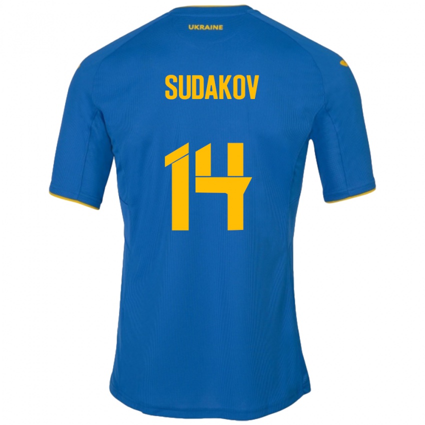 Herren Ukraine Georgiy Sudakov #14 Blau Auswärtstrikot Trikot 24-26 T-Shirt Österreich